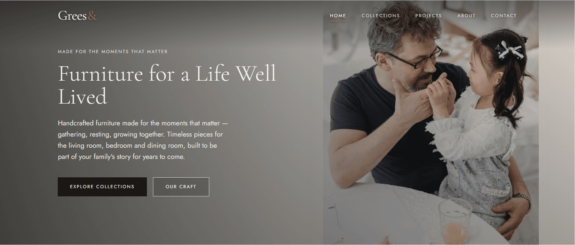 Grees& — handcrafted furniture brand site